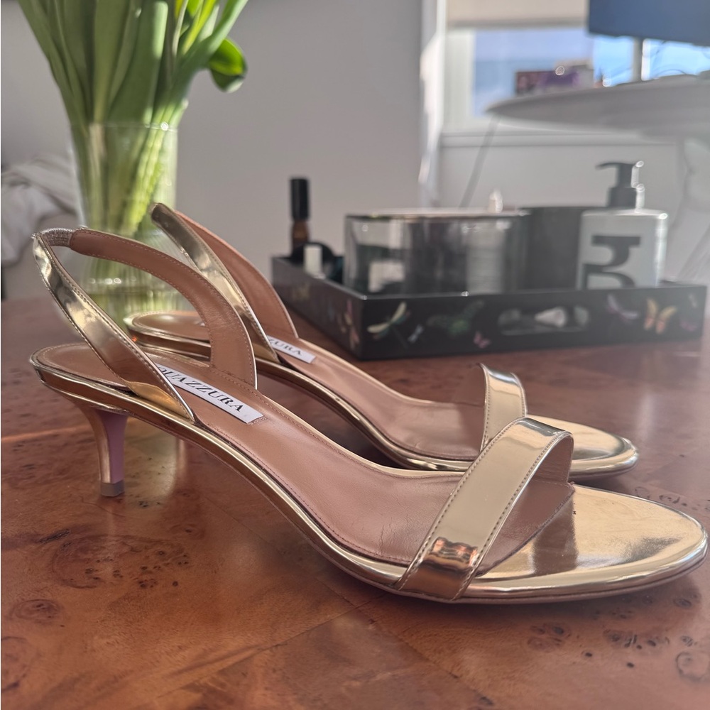 NWT AQUAZZURA So Nude 50 mirrored leather sandals 39